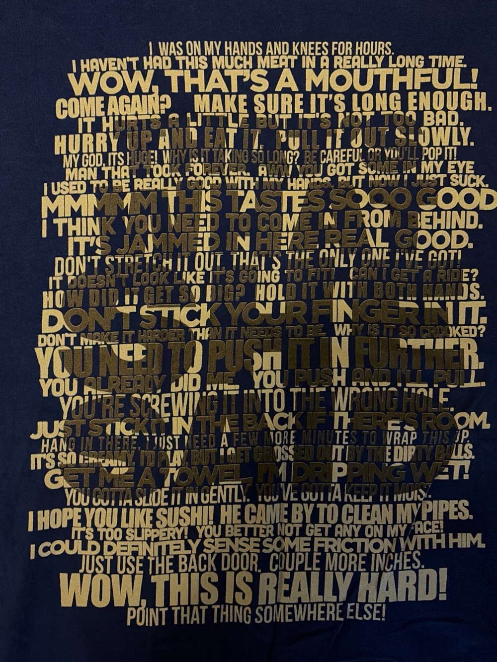 Graphic Text Art Wall Print in Gold on Navy - Home Art